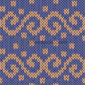 Knitting seamless ornate pattern with swirl elements