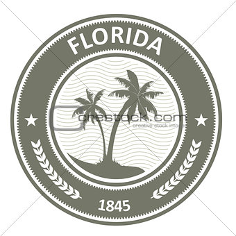 Florida stamp - FL state label with palm trees