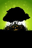 Halloween Background with Pumpkin and Tree