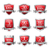 red and silver Emblem money back guarantee icon