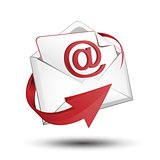 E-mail envelope with red arrow