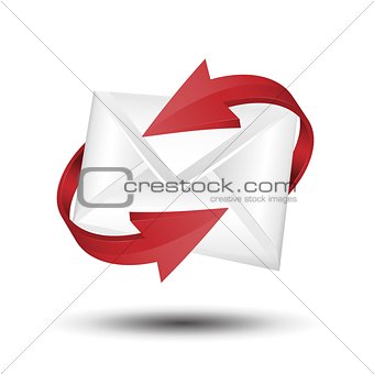 Mail with red circular arrows