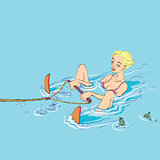 Beautiful girl water skiing