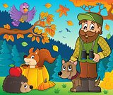 Forester and autumn animals theme 1