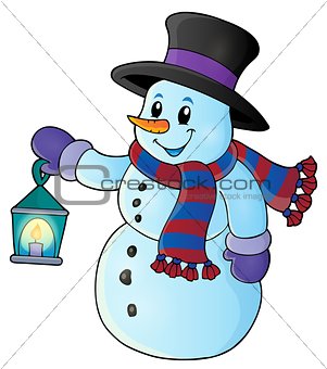 Snowman with lantern theme image 1