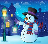Snowman with lantern theme image 2