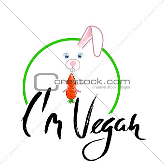 Rabbit with ribbon and carrot