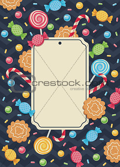 Vintage vector card with candies