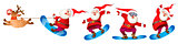 Santa snowboarding with Reindeer