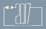 2017 Happy New Year Flat Style Background with stylized wire cables