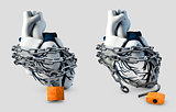 Illustraton Anatomy of Lock and Unlock Human Heart - Isolated on gray