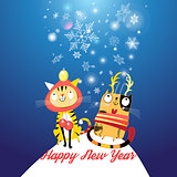 Funny cats in the New year