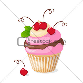 isolated cupcake with cherry