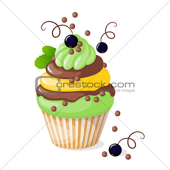 isolated cupcake with black currant