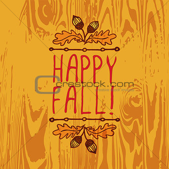 Vector handdrawn autumn element with text