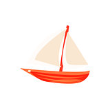 Sailing Toy Boat With White Sails