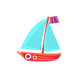 Sailing Toy Boat With Blue Sails