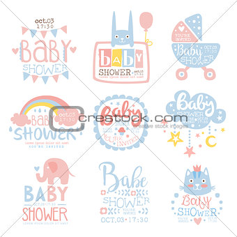 Baby Shower Invitation Template In Pastel Colors Collection Of Designs