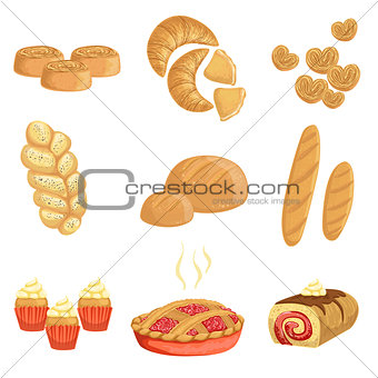 Pastry And Bread Bakery Assortment Set Of Isolated Icons