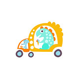 Mause Drives Dinosaur In Rat-tat Taxi Stylized Fantastic Illustration