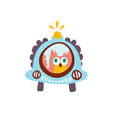 Owl Driving A Car With Blinker Stylized Fantastic Illustration