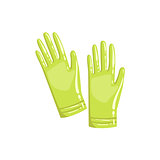 Pair Of Green Rubber Gloves