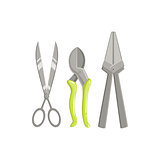 Set Of Gardening Instruments With Scissors And Pruner
