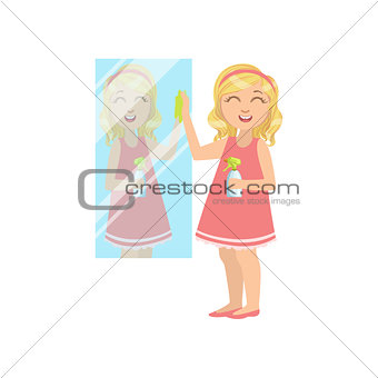 Girl Cleaning The Mirror