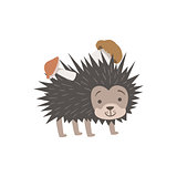 Hedgehog Carrying Two Mushrooms On The Back