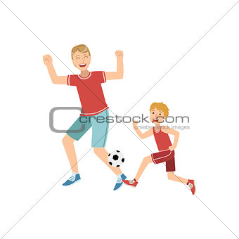 Father And Son Playing Football