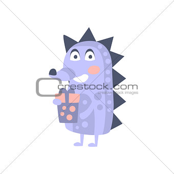 Hedgehog With Party Attributes Girly Stylized Funky Sticker