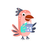 Parrot With Party Attributes Girly Stylized Funky Sticker