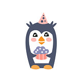 Penguin With Party Attributes Girly Stylized Funky Sticker