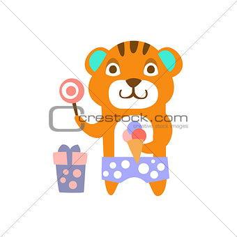 Tiger With Party Attributes Girly Stylized Funky Sticker