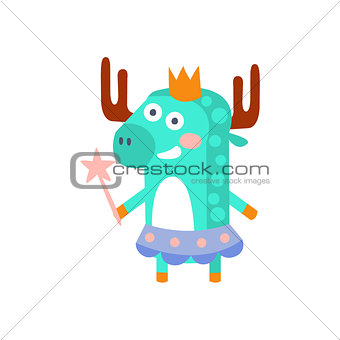 Moose With Party Attributes Girly Stylized Funky Sticker