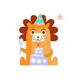 Lion With Party Attributes Girly Stylized Funky Sticker