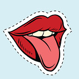 Pup art mouth and tongue, Sticker label