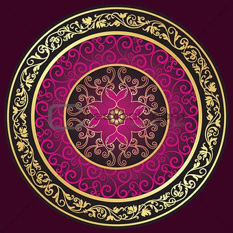 Round gold-purple-vintage pattern