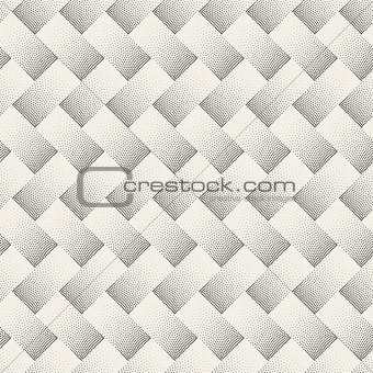 Vector Seamless Black and White Stippling Halftone Gradient Rectangles Pattern