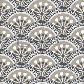 Vintage seamless pattern with gray circles