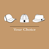 Vector illustration of men fashion hats to choose from