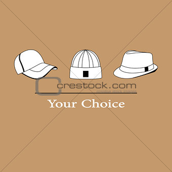 Vector illustration of men fashion hats to choose from