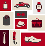 Vector illustration set of fashion accessories and men clothing style