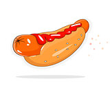 Hot dog on a white background. Icon for fast food.