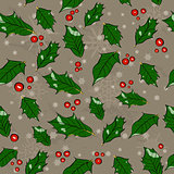 Seamless Christmas texture with holly leaves.