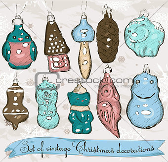 Set of real vintage Christmas decorations 1.