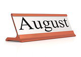August word on table tag isolated 
