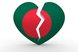Broken white heart shape with Bangladesh flag