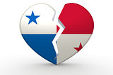 Broken white heart shape with Panama flag
