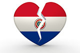 Broken white heart shape with Paraguay flag